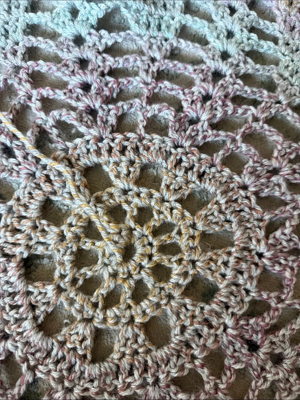 Pastel Multicolor Crochet Round Throw - Soft Pastel Accent